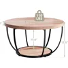 31.5" Round Coffee Table, 2-Tier Coffee Tables for Living Room, Small Wood Coffee Table with Storage, Modern Accent Center Table 3
