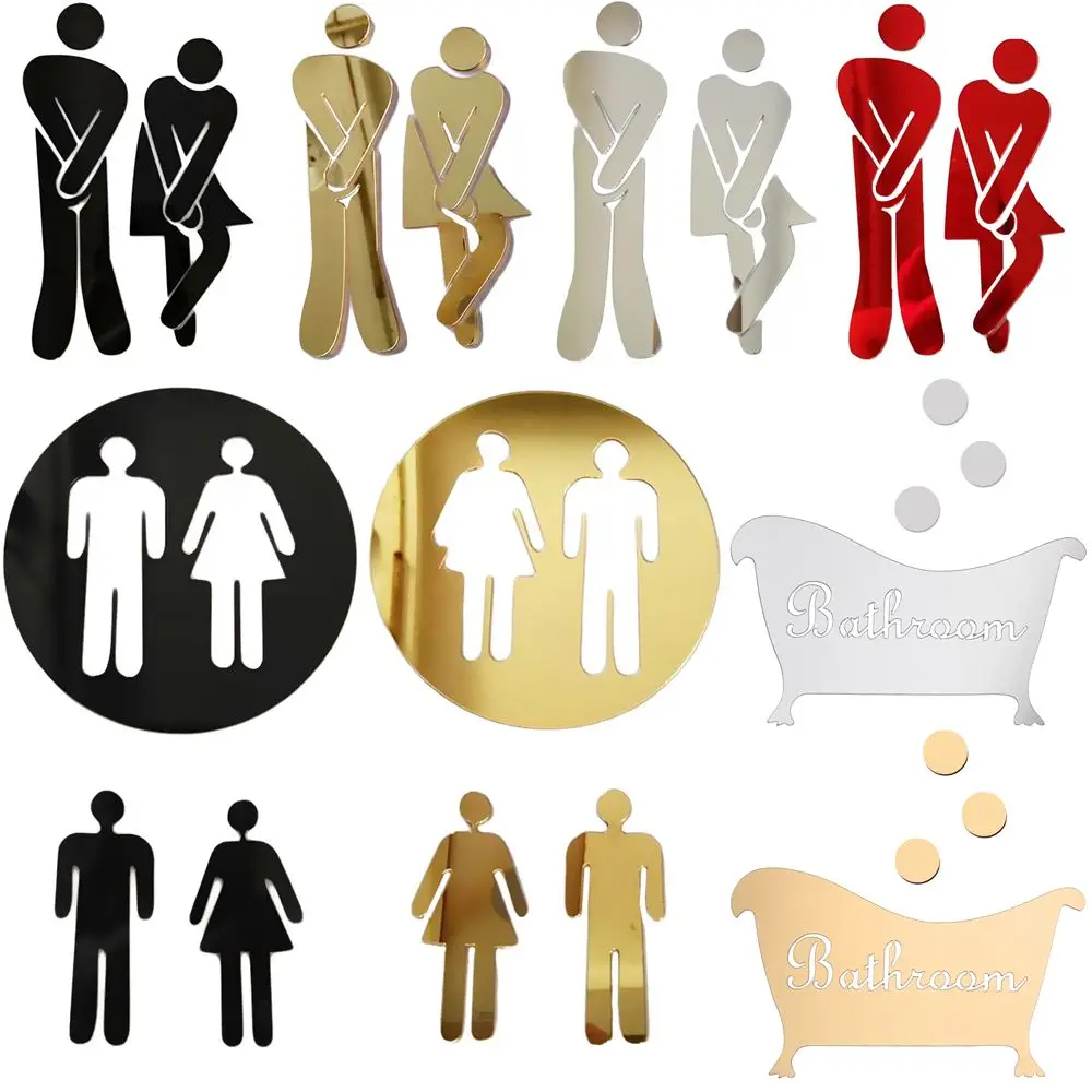 3D Mirror Wall Sticker DIY Wall Stickers Decals Funny Door Entrance Sign Bathroom Bar Home Decor
