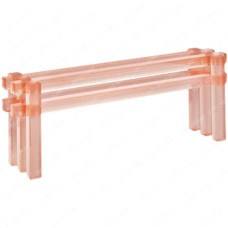 

Nordic Simple Pink Acrylic Shoe Changing Stool Hallway Stool Dressing Room Small Stool Creative Fitting Room Bench