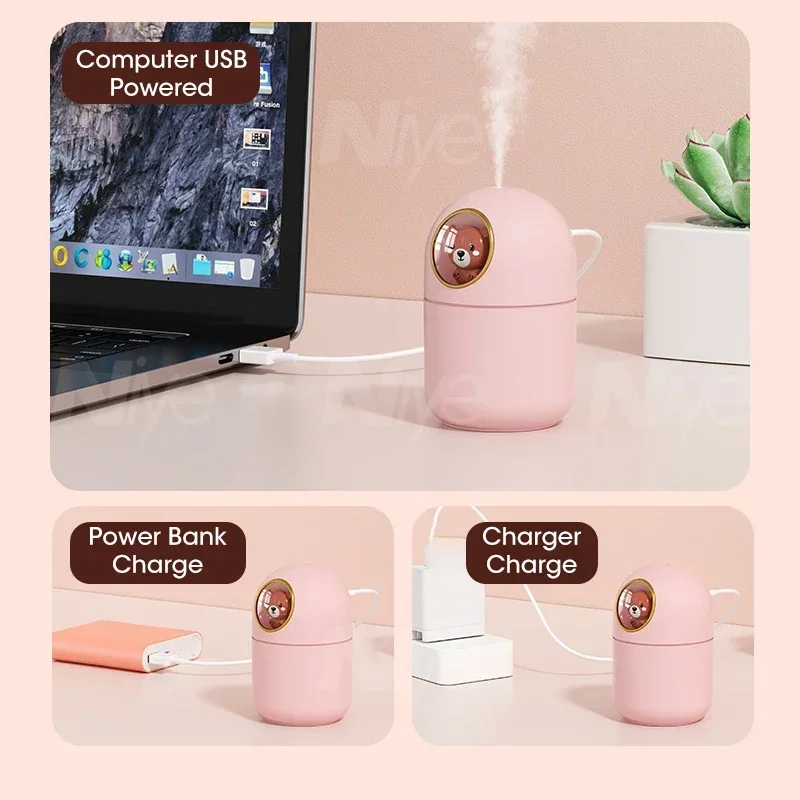 Cute Pet Air Humidifier 300ml Mini Office Desktop Humidifier Mute USB Bedroom Household with Night Light Air Humidification