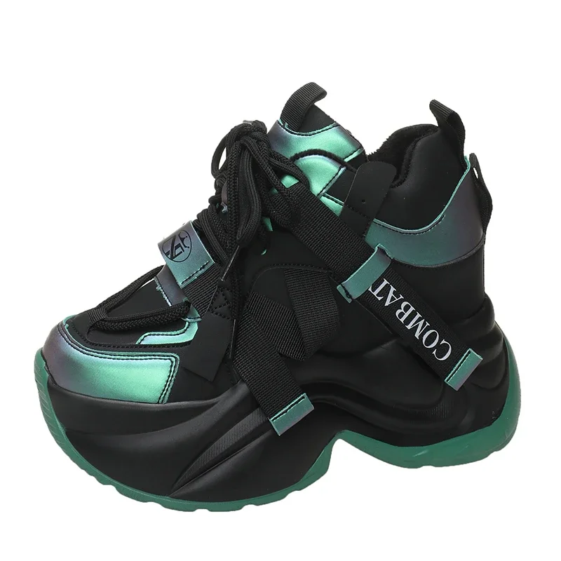 

Thick Sole Plush Leather Chunky Sneakers for Women 10CM Winter Warm Cotton Casual Sports Shoes Woman Non Slip Platform Sneakers