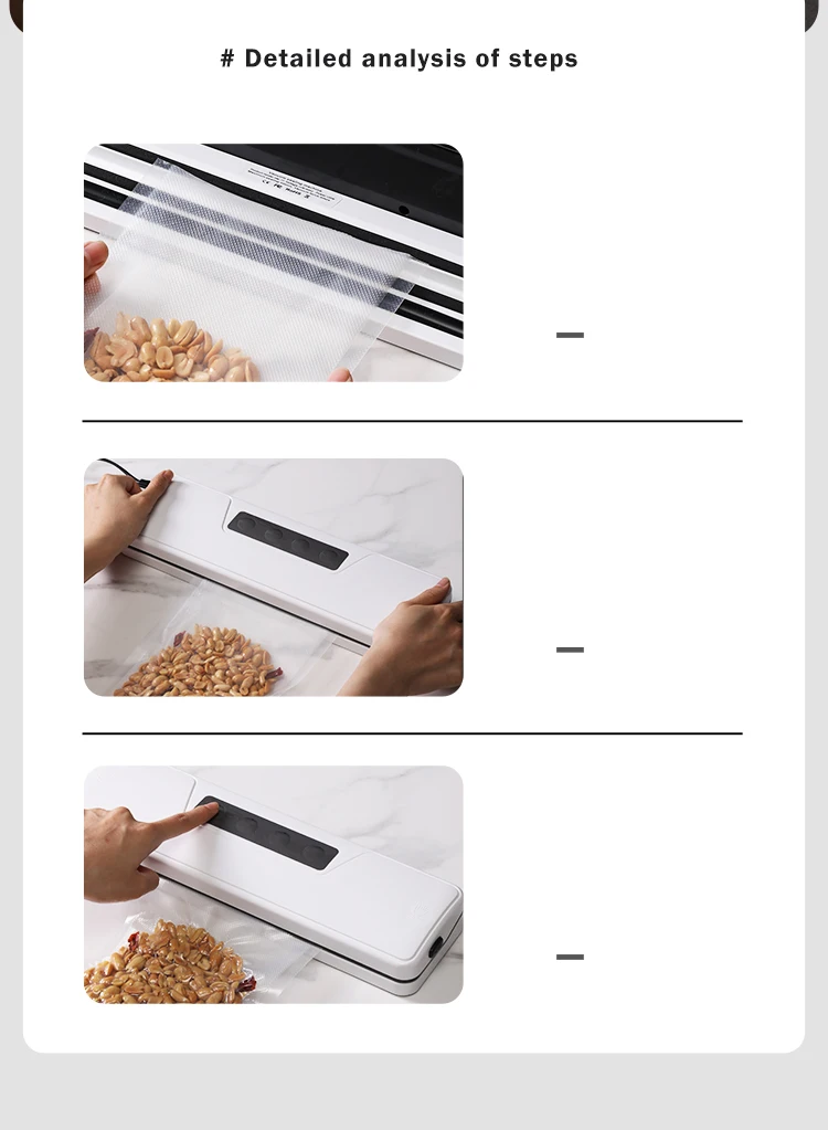 Description Picture 5 of itemVacuum Sealer Packaging Machine Food 220V/110V Vacuum Sealer With Free 10PCS Vacuum Bags Household Vacuum Food Sealing