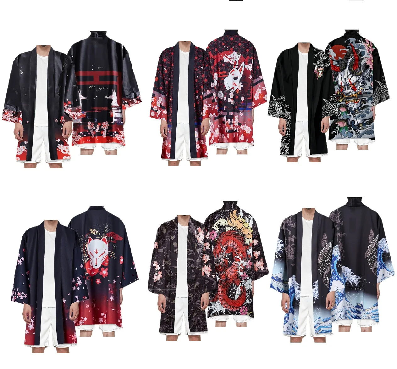 

Demon Print Anime Kimono Cardigan Women Men Japanese Obi Male Yukata Haori Chinese Dragon Coat Cosplay Costume Japan Colthing