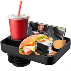 Portable Silicone Car Seat Snack & Drink Holder Tray (Black)