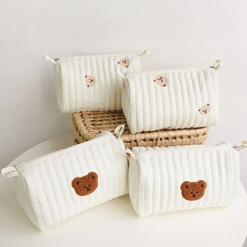 Cute Embroidered Bear Diaper Bag Multi Functional Storage
