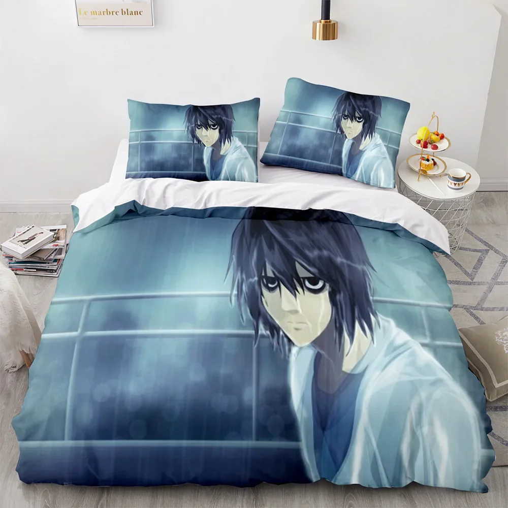 3D Death Note Anime Bedding Set Soft Quilt Duvet Cover with Pillowcase for Single Twin Full Queen King Size Decorative Bed