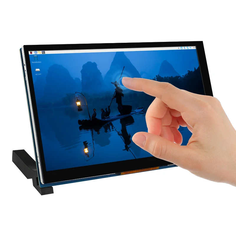 Touch Screen Display Computer Secondary Screen Computer Monitor 7 / 5 Inch DSI IPS Touch Screen for RPi 5 Capacitive Touch Display 800*480 LCD Monitor with Holder for Raspberry Pi 4B 3B+ 3B