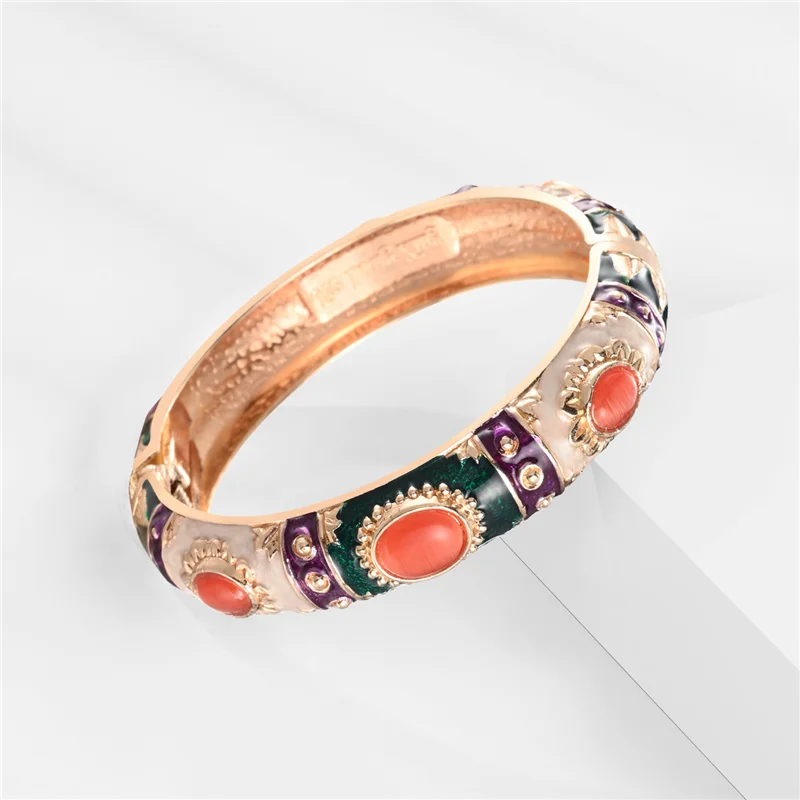 Enamel Bracelet For Women Bangle On Hand Hawaiian India Cloisonne African Jewelry Women's Hand Bracelets Bohemian Designer Gifts - 2