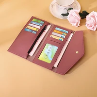 Fashion Women Wallets Zipper Purses Black Light Gray Red Long Section Clutch Wallet Soft PU Leather Money Bag 2