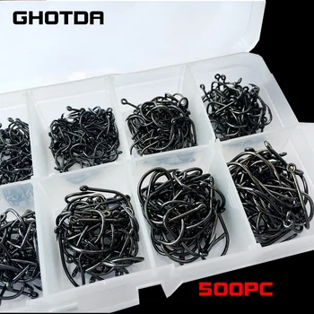 500pcs Fishing Hook Set High-Carbon Steel Barbed Fishhooks