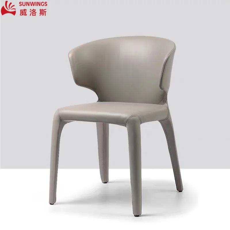 Modern Wood Dining Table And Chairs Luxury Design Minimalist Coffee Chair Wooden Legs Upholstery PU Leather Dining Chair
