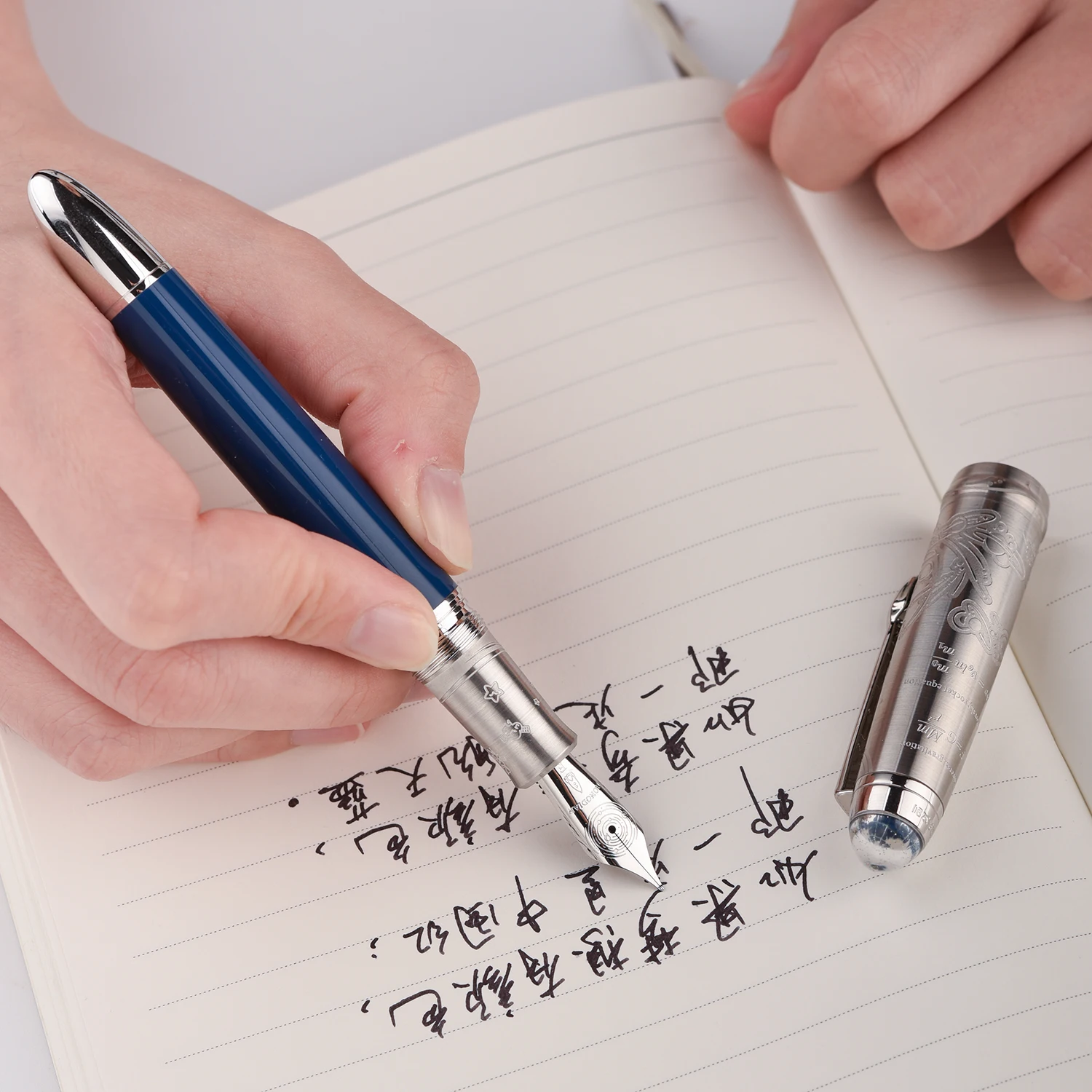 قلم حبر Hongdian CA351 EF/ F مع محول، أزرق/أحمر/أب...