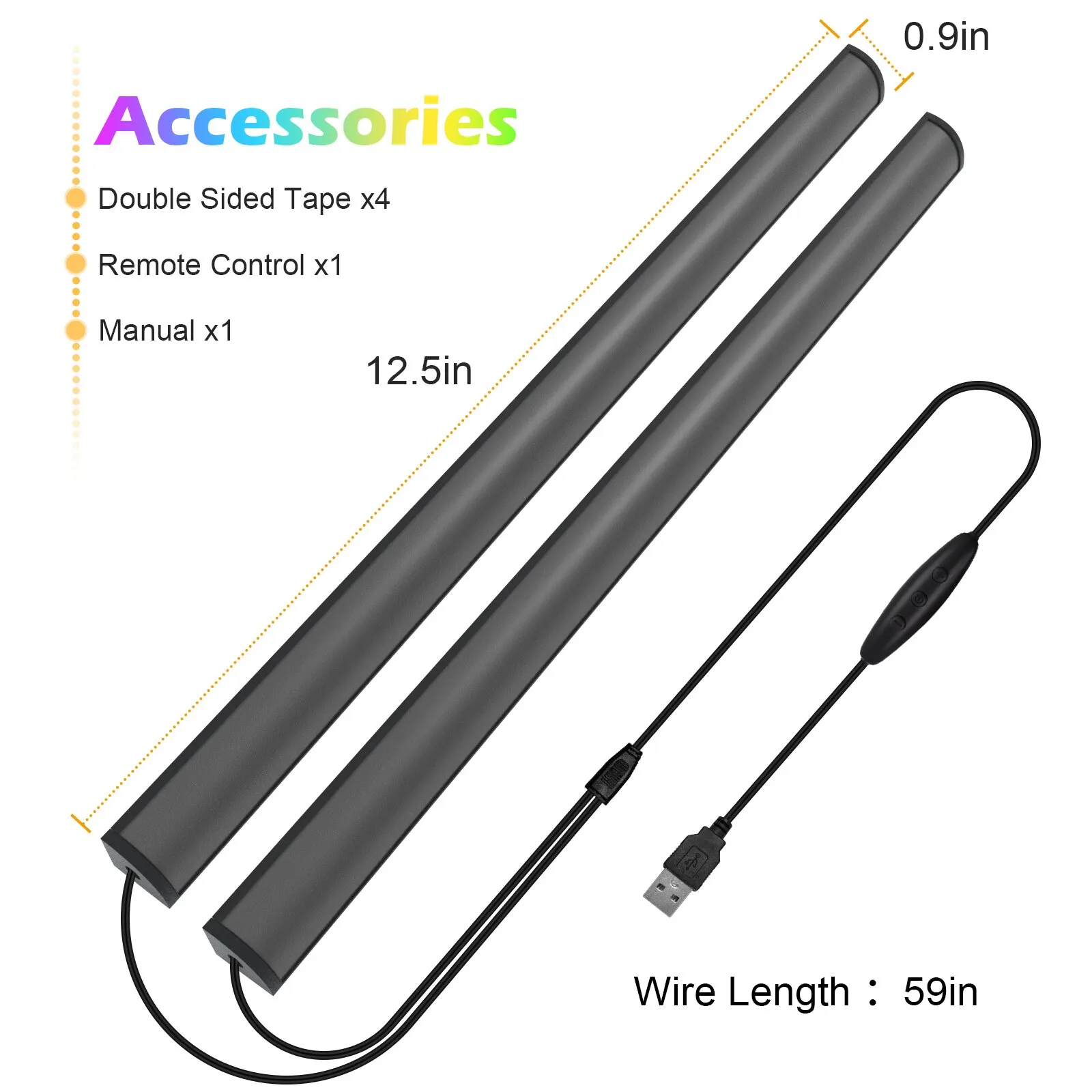 2 In1 Under Monitor LED Light Bar Gaming Lights Remote Control for Keyboard Light PC Gaming Setup
