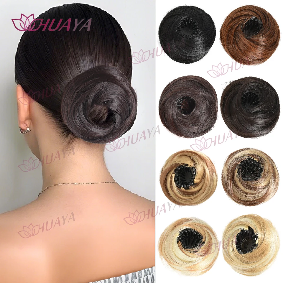 HY 합성 메시 버드즈 네스트 번 헤어스타일 여성용 접이식 헤어스타일, 일상 ..