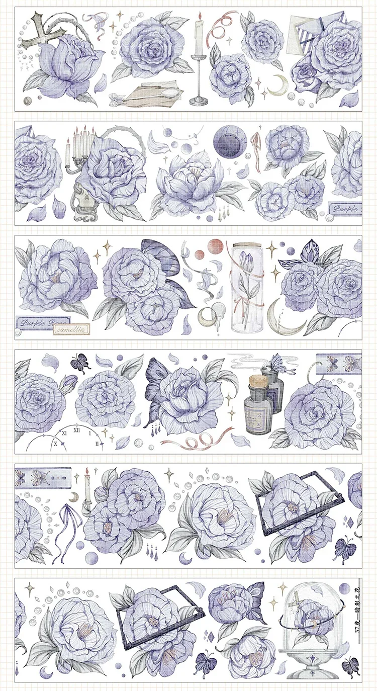 

1 Loop Shadow Flower Pet Tape Laser Silver Large Flower Sticker Decoration