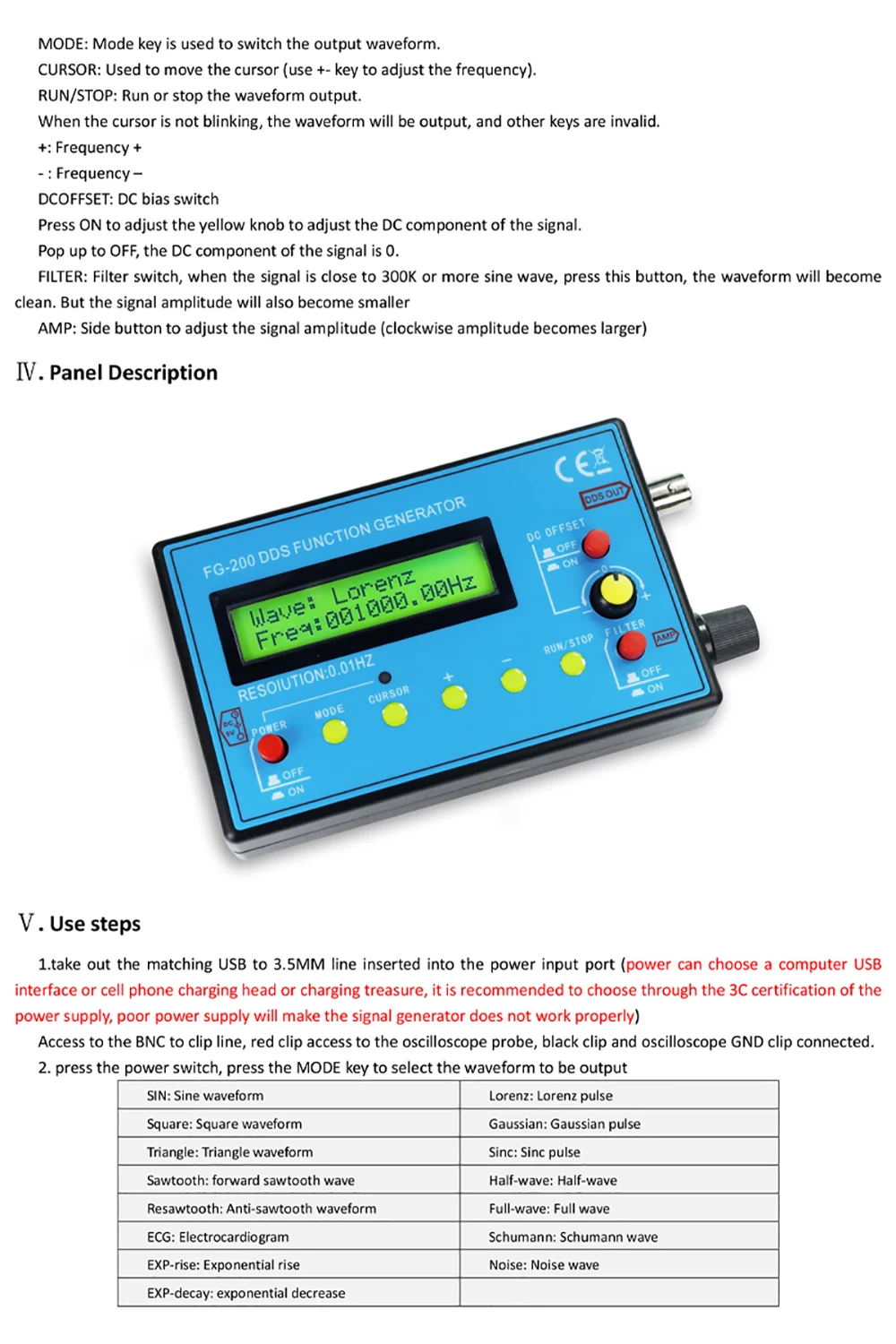 FG-200 DDS Function Signal Generator Frequency Counter 0.01Hz-500KHz Signal Source Module Sine+Square+Sawtooth Waveform Signal Generator Kit Signal Generator