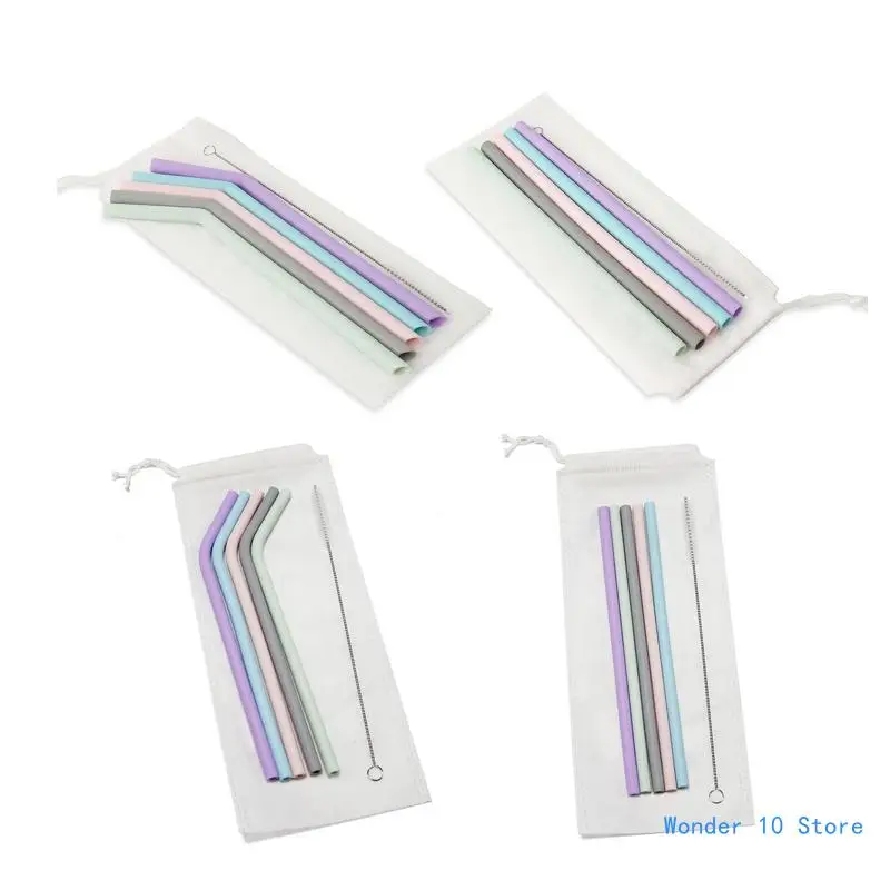 

5 Pieces Drinking Straws with Cleaning Brush for Toddlers & Kids Easy to Use