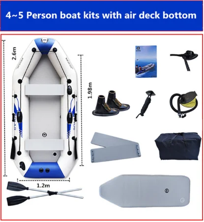 

2.3-2.6m Inflatable Fishing Boat 2-4 Person Thickening PVC Fishing Boat Air Deck Floor Dinghy for Adults Kayak Boat Accessories