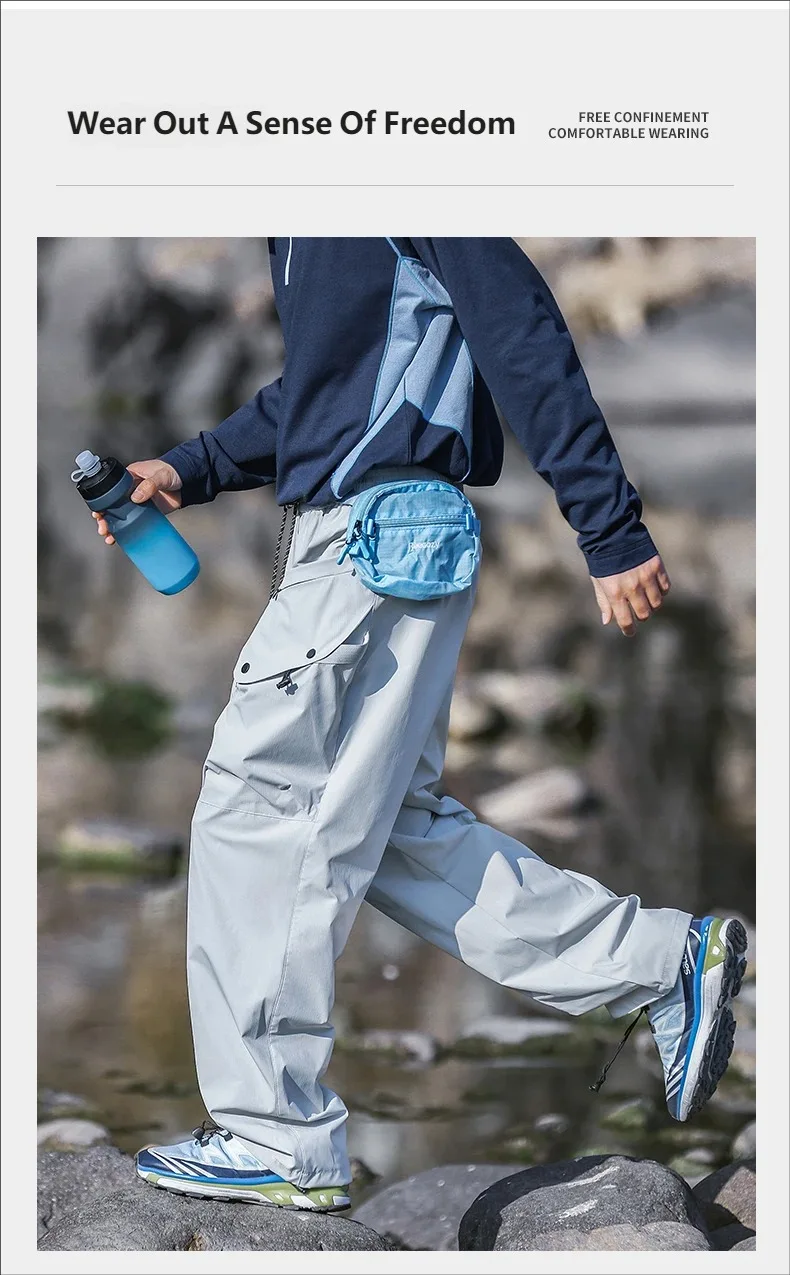 Men's Green Quick Dry Cargo Hiking Pants with Drawstring Waist