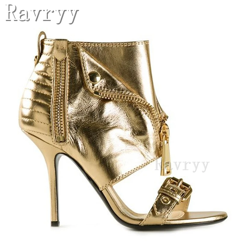 

Women's Belt Buckle Cuffed Stiletto Shoes Peep Toe Zipper This High Heel Summer Sandals Punk Style Street Runway Shoes