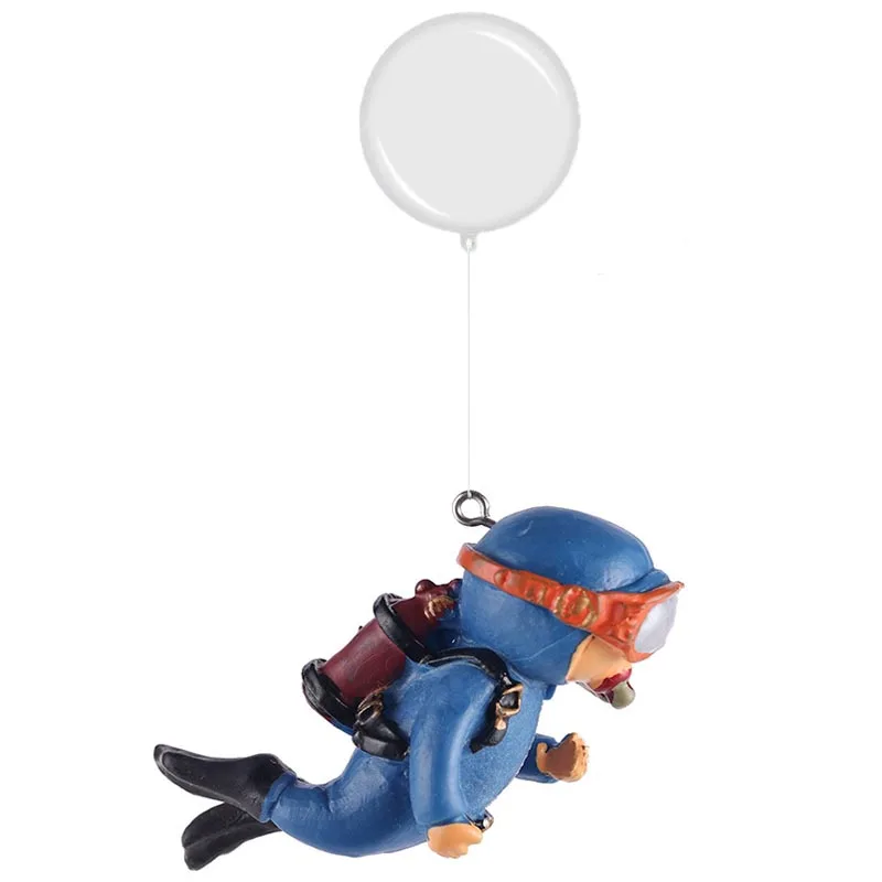 Zayookey 2Pcs Floating Diver Aquarium Decorations – Cute Blue Fat Diver Ornaments With Adjustable Bubbles For Fish Tanks - View #2