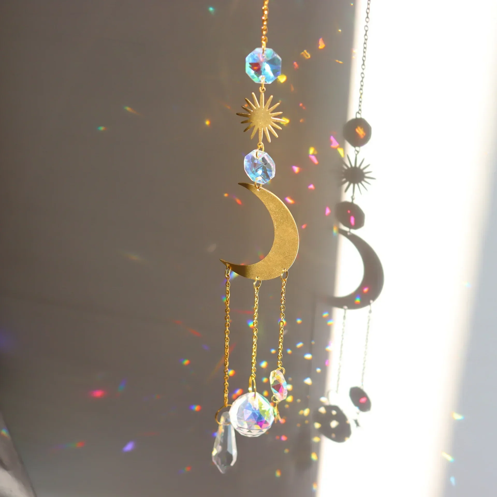 Sun Moon Stars Prism Beads Exquisite Rainbow Suncatcher for Garden and Windows