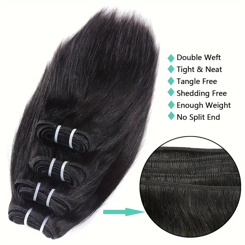 Straight Bundles 100% Human Hair Natural Color Sew In Weaves Short Human Hair Bundles Deal Bob Wig Style Extensiónes De Cabello - 3
