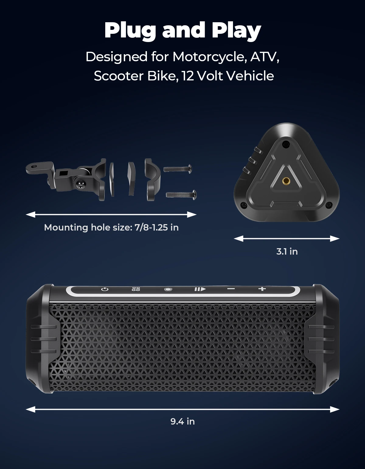 오토바이 스피커 방수 USB AUX-IN 음악 플레이어 LED 주변 조명 7/8-1.25 핸들 바 Motobike ATV UTV 액세서리
