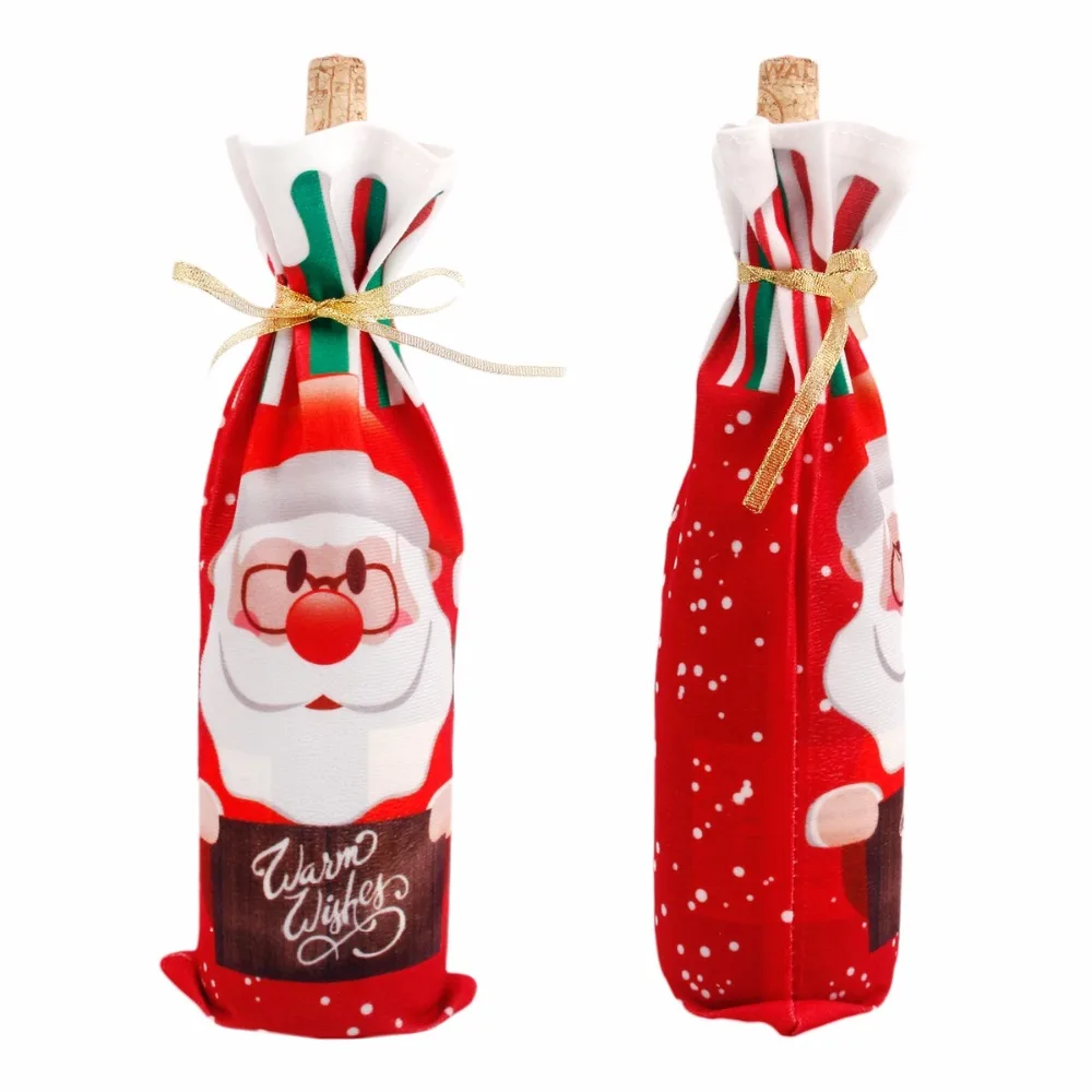 FengRise Christmas Wine Bottle Decoration Santa Claus Bottle Cover Christmas Stockings Gift Holders Xmas Tableware New Year Gift christmas stockings