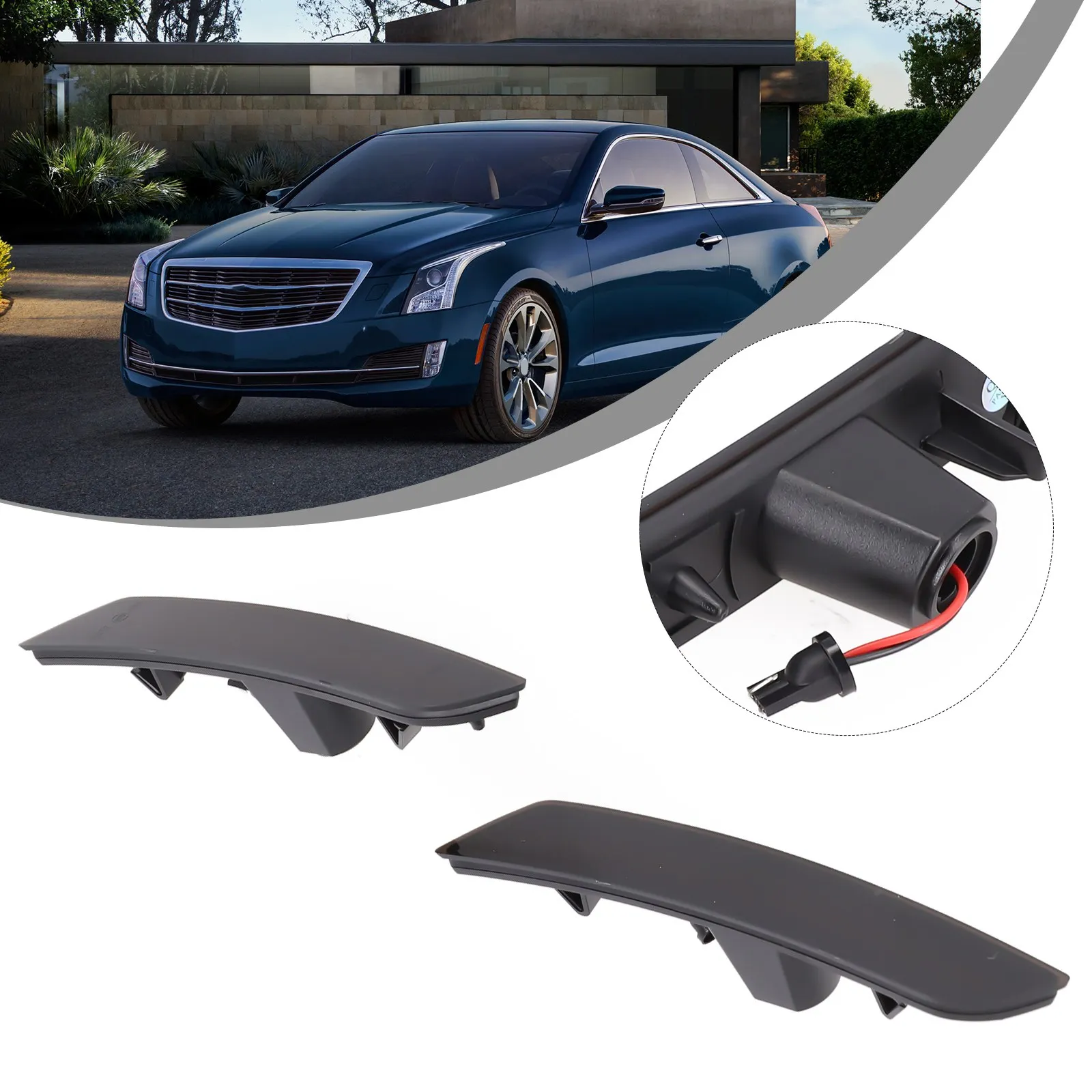 

Sleek Black Lens White LED Side Marker Lights for 13 14 ATS 17 21 XT5 Waterproof Quick Response Easy Installation