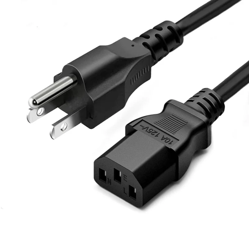 Durable Black 3-Prong AC Power Cord - 10 Amps, 240 Volts, 1.2m Length