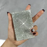High appearance level stainless steel card holder artificial diamond ultra-thin and compact bank card holder 1