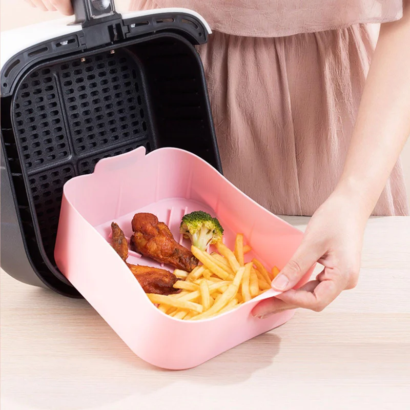 Silicone Air Fryer Basket Liners Inserts Baking Tray Reusable Air Fryer  Silicone Pots for Food Safe Air fryers Oven Accessories - AliExpress