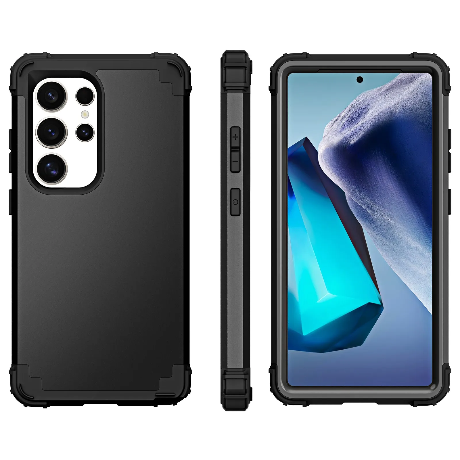 Heavy-Duty 3-in-1 Rugged Phone Case with Silicone Lining and Plastic Cover