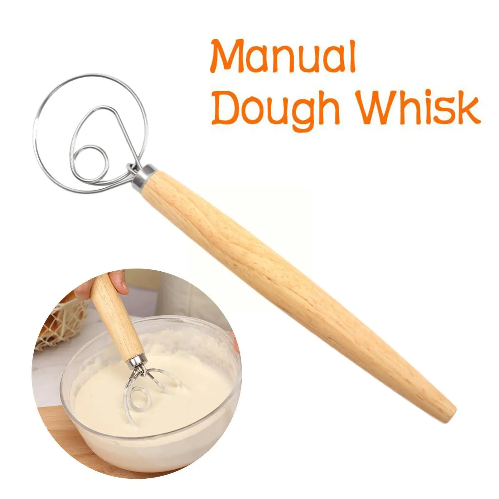 

Steel Blender For Diy Bread Dough Bakeware Dough Whisk Eggs Beater Mixer Tool Oak Wood Handle 1pc Q0a8