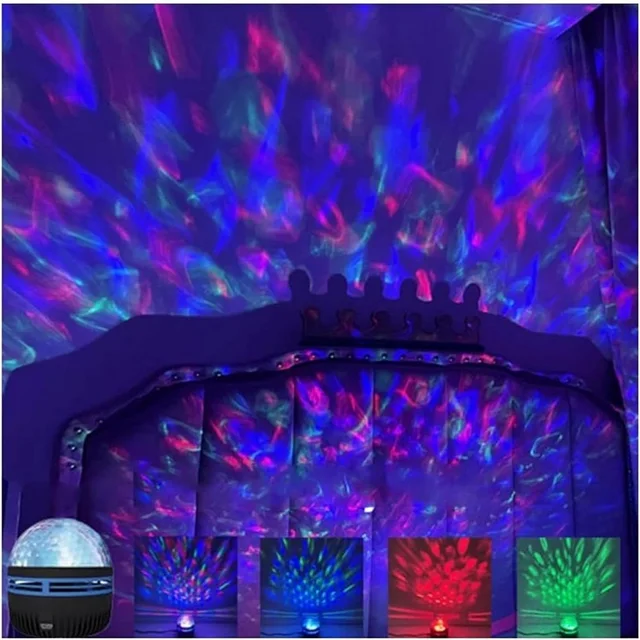 LED Night Light Water Pattern Projection Effect Lamp Children's Bedroom Decoration Projection Lamp Birthday Party Decoration 2