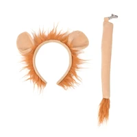 Lion Costume Set Ears Headband Tail Plush Animal Fancy Costume Accessories for Kids Halloween Cosplay Accessories 1