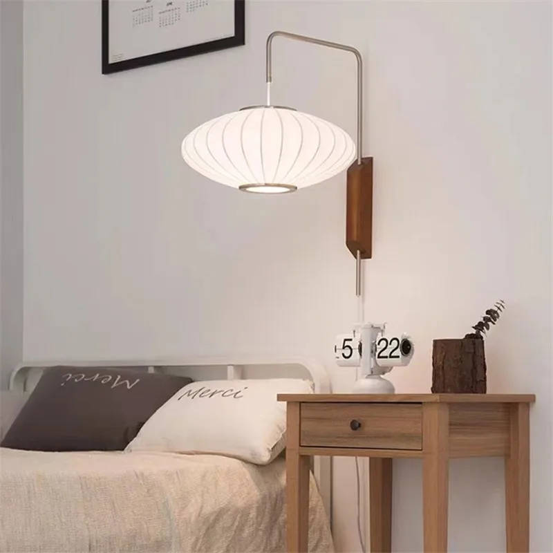 Nelson Wall Lamp japanese Silk swing wall lamp For Bedroom Home Bedside office lamp Hotel restaurant decoration reading light 2