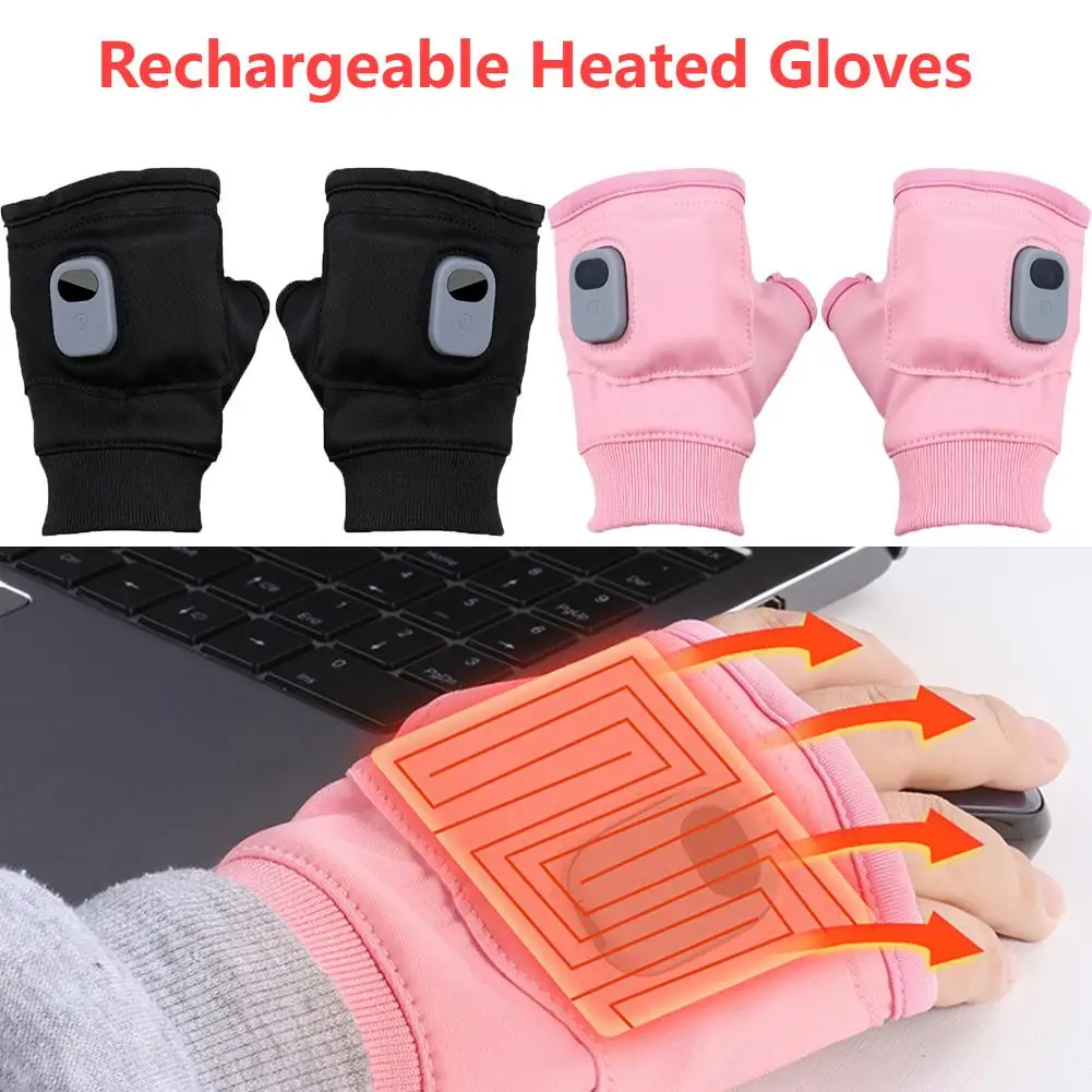 

Heating Gloves Rechargeable Winter Warm USB Electric Heated Gloves Fingerless Hand Warmer Thermal for Sports Skiing Gloves