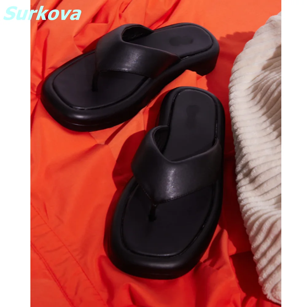 Black Flip Flops Round Toe Newest Summer Fashion Comfortable Women Flat Shoes For Free Shipping High Quality Outside Office Lady