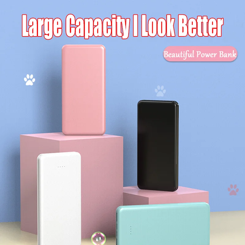 

New 20000mAh Ultra Large Capacity Portable Power Bank 10W Super Fast Charger Dual Output Dual Input Design External Battery Pack