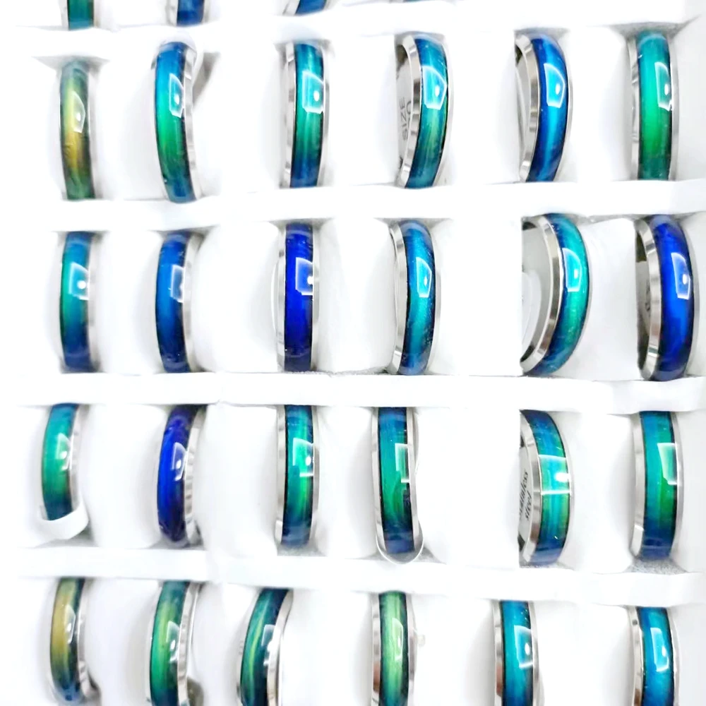Wholesale 20/100pcs/lot Stainless steel Mood Rings 6mm wide 3