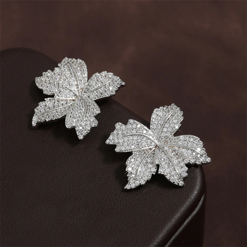 ZAKOL New Sparkling Micropaved Zirconia Leaf Flower Earrings Elegant Luxury Glamor Wedding Party Jewelry For Women 3