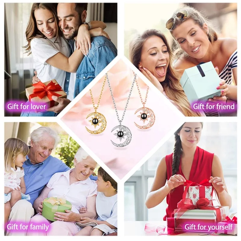 Collana I Love You In 100 Lingue Con Proiezione Collana Con Foto Incisa A Sei Stelle In Argento