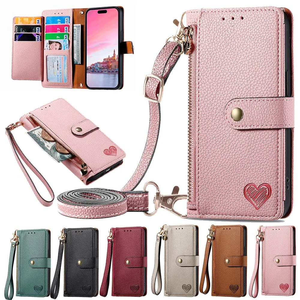 

Zipper Leather Wallet Anti-theft Case For Huawei Nova Y70 Plus Y90 Y61 Nova 11 Ultra 10Z Magic 5 Lite Wrist Strap Cover Lanyard