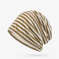 COKK Spring Summer Hats For Women Men Unisex Stripe Beanie Bonnet Femme Sunscreen Breathable Retro Baggy Cap Headwrap Headdress 2