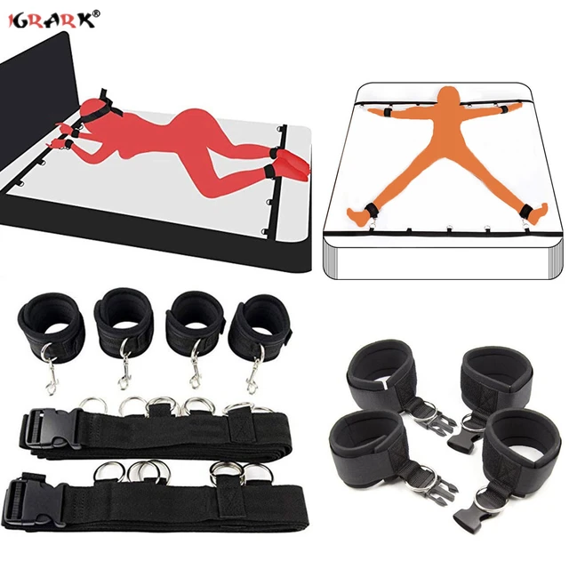 Bed BDSM Bondage giocattoli erotici per adulti del sesso per le donne  giochi per coppie manette in Nylon polsini alla caviglia sotto Sextoys  accessori sessuali 18 + - AliExpress