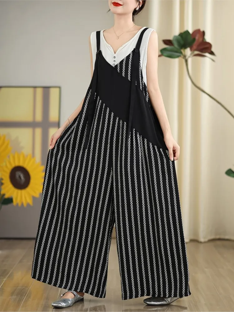 Jumpsuit Outfit Jumper Rayas Oversized Summer Sleeveless