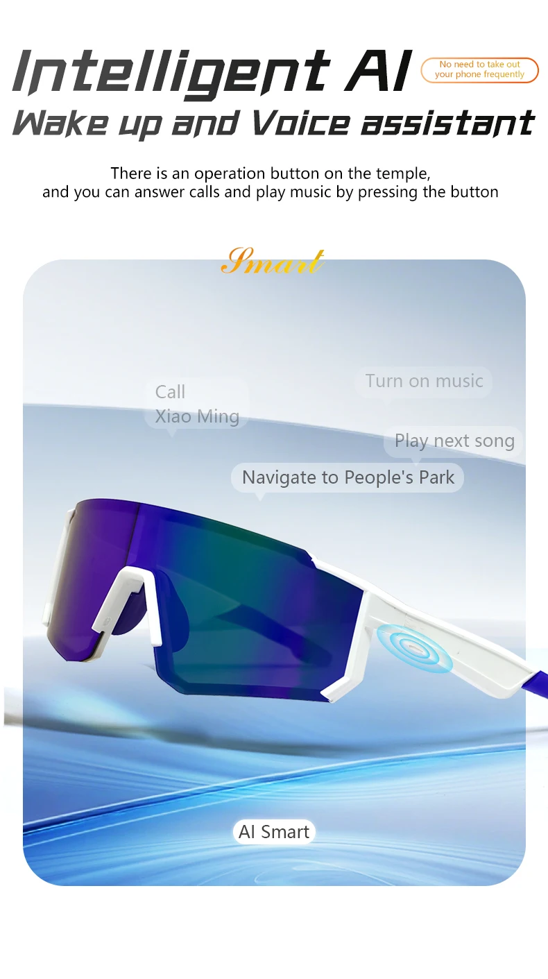 LIGE Ciclismo Sport all'aria aperta Bluetooth Chiamata Occhiali da sole intelligenti Occhiali da mountain bike Guida Arrampicata Strada Pesca Moto_voghion.com