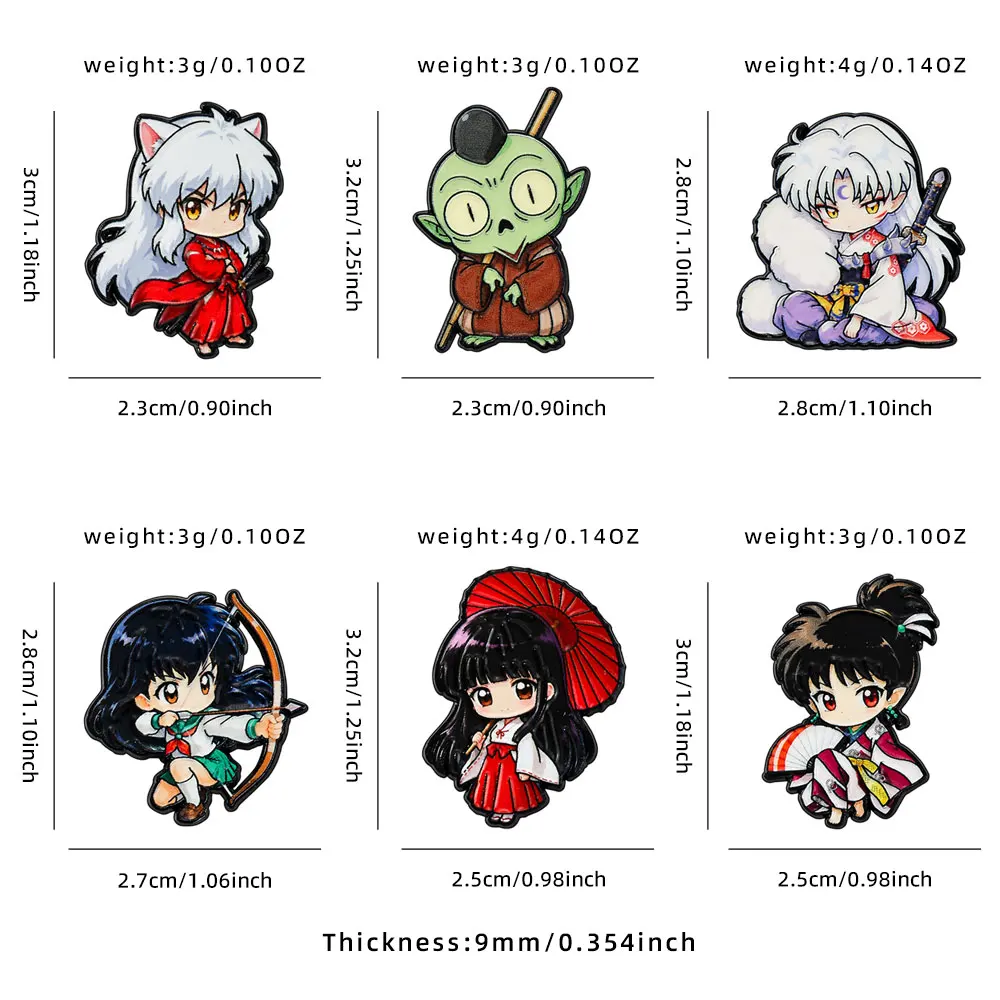 Chibi Anime Enamel Pin Collection: Set of 6 Cute Cartoon Lapel Brooches, Manga Metal Badges for Backpacks and Collectible Jewelry Gifts